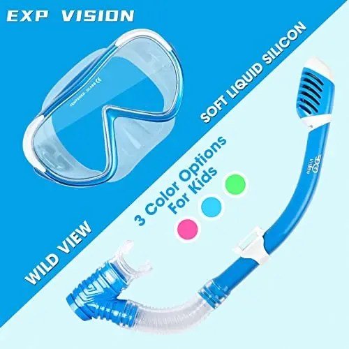 Kids Snorkel Set, Child Diving Mask Anti-Fog Swim Goggles and Dry Snorkel Children Snorkeling Gear for Youth Boys Girls Age 4-14 - 6