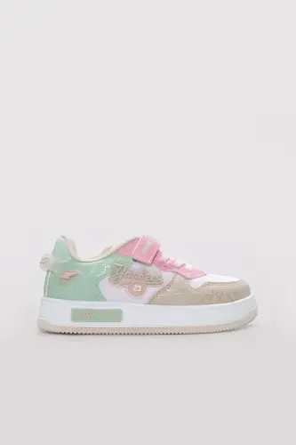 Kız Çocuk Sneaker Ayakkabı 461XCA3002 - Bej Beyaz Su Yesıl - 1
