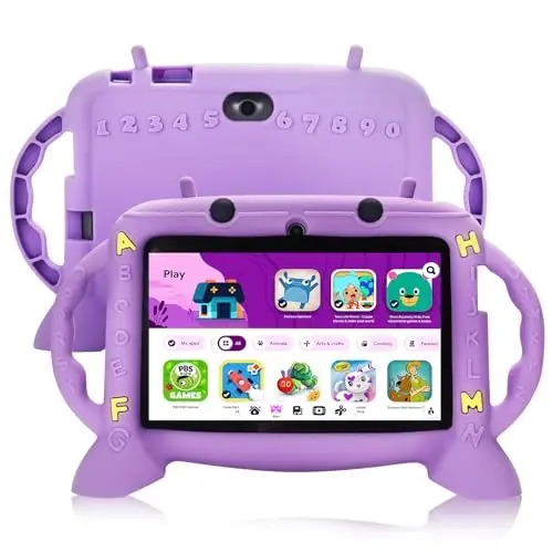 Kids Tablet, 7 inch Tablet for Kids 2-10, Educational Learning Toddler Tablet Android 11, 3GB RAM+32GB ROM Storage, Google Play YouTube, Baby Girl boy Present（Purple） - 1