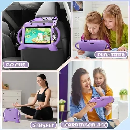 Kids Tablet, 7 inch Tablet for Kids 2-10, Educational Learning Toddler Tablet Android 11, 3GB RAM+32GB ROM Storage, Google Play YouTube, Baby Girl boy Present（Purple） - 5