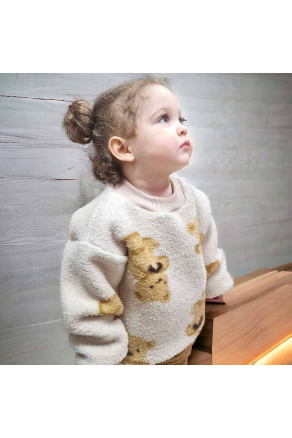 Çocuk Teddy Peluş Kazak Sweatshirt - 1