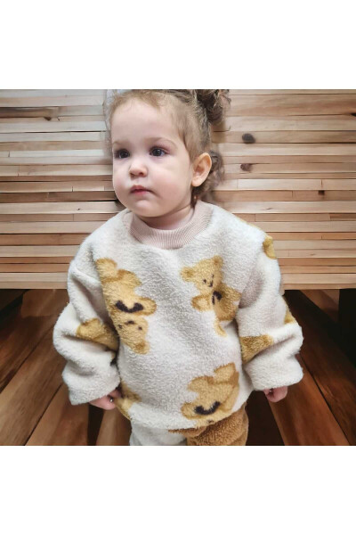 Çocuk Teddy Peluş Kazak Sweatshirt - 3