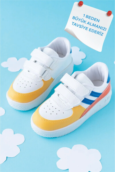 Kids Unisex Bebek Çocuk Spor Ayakkabı Sneakers Okul Ayakkabısı - BEYAZ-MAVİ - 5