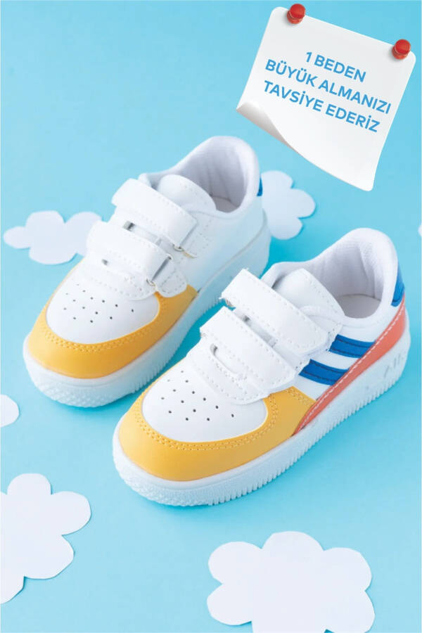 Kids Unisex Bebek Çocuk Spor Ayakkabı Sneakers Okul Ayakkabısı - BEYAZ-MAVİ - 5