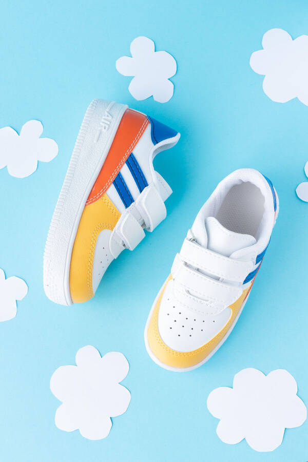 Kids Unisex Bebek Çocuk Spor Ayakkabı Sneakers Okul Ayakkabısı - BEYAZ-MAVİ - 6