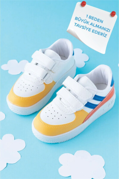 Kids Unisex Bebek Çocuk Spor Ayakkabı Sneakers Okul Ayakkabısı - BEYAZ-MAVİ - 3