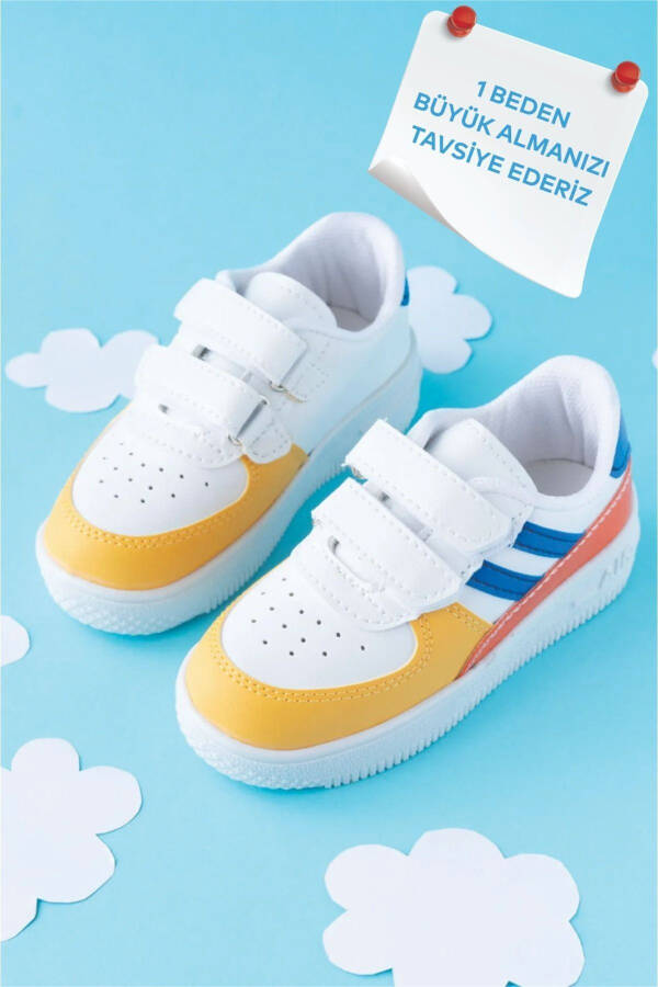 Kids Unisex Bebek Çocuk Spor Ayakkabı Sneakers Okul Ayakkabısı - BEYAZ-MAVİ - 3