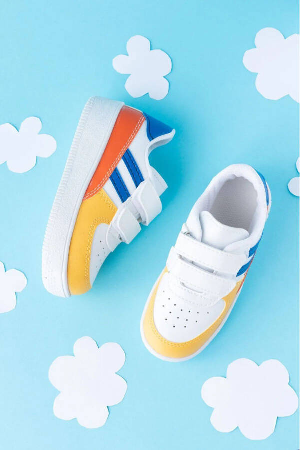 Kids Unisex Bebek Çocuk Spor Ayakkabı Sneakers Okul Ayakkabısı - BEYAZ-MAVİ - 2