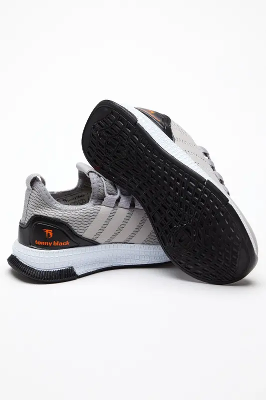 Çocuk Unisex Füme Rahat Kalıp Şeritli Bağcıklı Spor Ayakkabı - Füme - 3