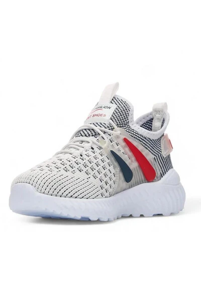 Çocuk Unisex Günlük Beyaz Laci Lastikli Rahat Nefes Alan Triko Esnek Hafif Şık Sneaker Spor Ayakkabı-Beyaz - 3