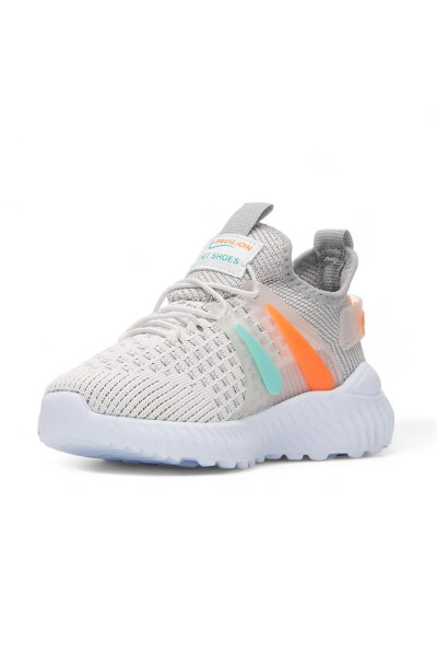 Çocuk Unisex Günlük Buz Oranj Lastikli Rahat Nefes Alan Triko Esnek Hafif Şık Sneaker Spor Ayakkabı - Buz-Oranj-Suyeşili - 3