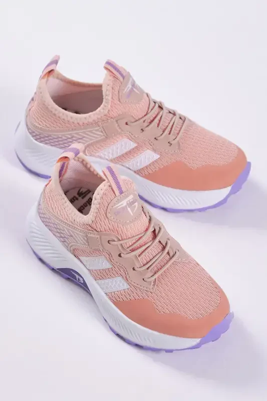 Çocuk Unisex Pudra Lila Rahat Kalıp Nefes Alabilen Kumaş Bağcıklı Sneaker-Pudra Lila - 3