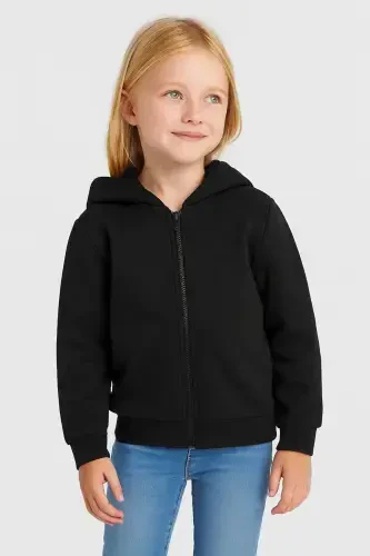 Çocuk Unisex Siyah Fermuarlı Hırka-siyah - 3