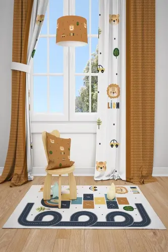 Çocuk Ve Bebek Odası 2 Kanat Fon Perde Tla-011 - Sarı - 1