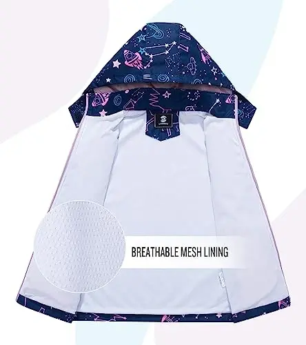 Kids Rain Jacket Waterproof Raincoat Mesh Lined Coat with Removable Hood for Boys Girls - 5