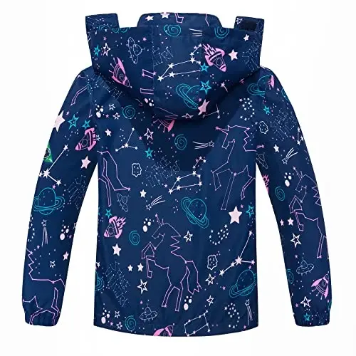 Kids Rain Jacket Waterproof Raincoat Mesh Lined Coat with Removable Hood for Boys Girls - 6