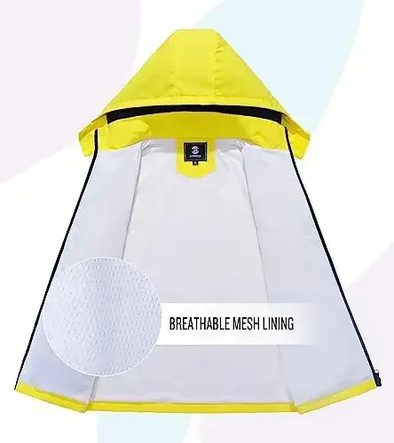 Kids Rain Jacket Waterproof Raincoat Mesh Lined Coat with Removable Hood for Boys Girls - 5