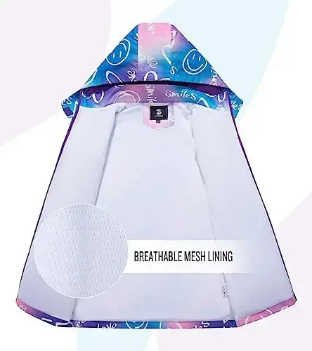 Kids Rain Jacket Waterproof Raincoat Mesh Lined Coat with Removable Hood for Boys Girls - 5
