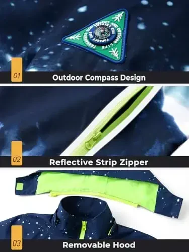 Kids Rain Jacket Waterproof Raincoat Mesh Lined Coat with Removable Hood for Boys Girls - 5