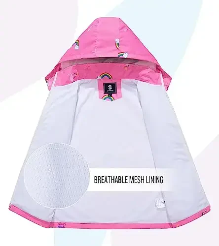 Kids Rain Jacket Waterproof Raincoat Mesh Lined Coat with Removable Hood for Boys Girls - 5