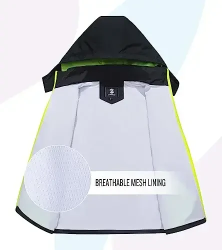 Kids Rain Jacket Waterproof Raincoat Mesh Lined Coat with Removable Hood for Boys Girls - 5