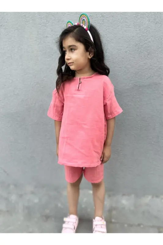 Çocuk yazlık bohem Takım-Pembe - 1