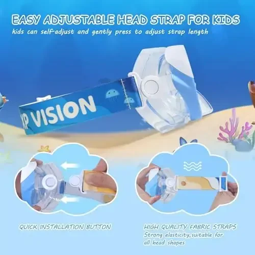 Kids Swim Mask - Ultimate 180° Kids Swim Goggles Anti-Fog Child Diving Mask Leak-Proof Kids Goggles with Nose Cover and Fabric Strap for Ages 4-14 for Swimming, Snorkeling Diving - 5