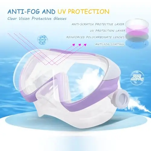 Kids Swim Mask - Ultimate 180° Kids Swim Goggles Anti-Fog Child Diving Mask Leak-Proof Kids Goggles with Nose Cover and Fabric Strap for Ages 4-14 for Swimming, Snorkeling Diving - 4