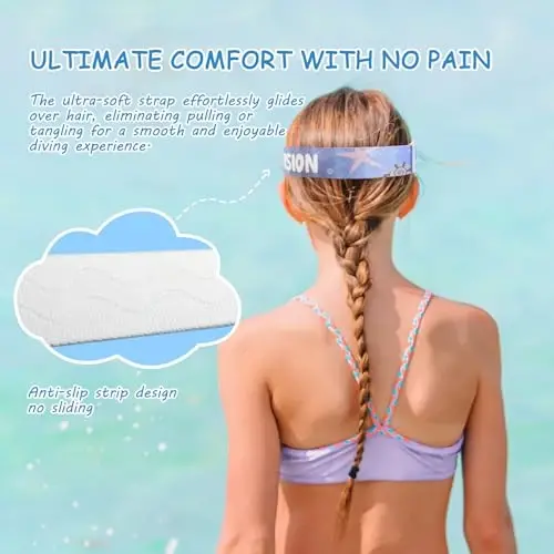 Kids Swim Mask - Ultimate 180° Kids Swim Goggles Anti-Fog Child Diving Mask Leak-Proof Kids Goggles with Nose Cover and Fabric Strap for Ages 4-14 for Swimming, Snorkeling Diving - 6