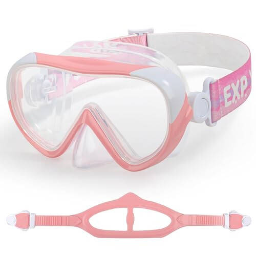 Kids Swim Mask - Ultimate 180° Kids Swim Goggles Anti-Fog Child Diving Mask Leak-Proof Kids Goggles with Nose Cover and Fabric Strap for Ages 4-14 for Swimming, Snorkeling Diving - 1