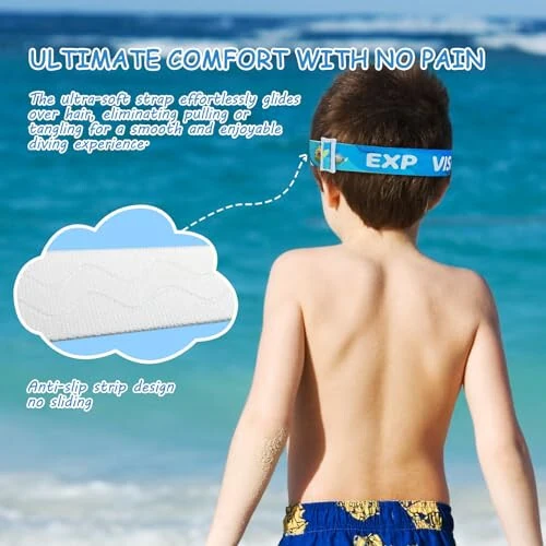 Kids Swim Mask - Ultimate 180° Kids Swim Goggles Anti-Fog Child Diving Mask Leak-Proof Kids Goggles with Nose Cover and Fabric Strap for Ages 4-14 for Swimming, Snorkeling Diving - 8