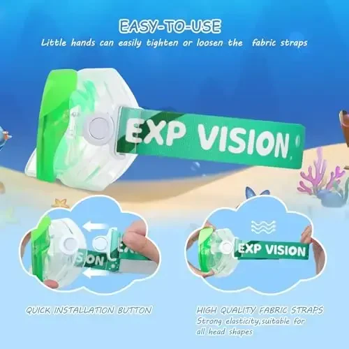 Kids Swim Mask - Ultimate 180° Kids Swim Goggles Anti-Fog Child Diving Mask Leak-Proof Kids Goggles with Nose Cover and Fabric Strap for Ages 4-14 for Swimming, Snorkeling Diving - 5