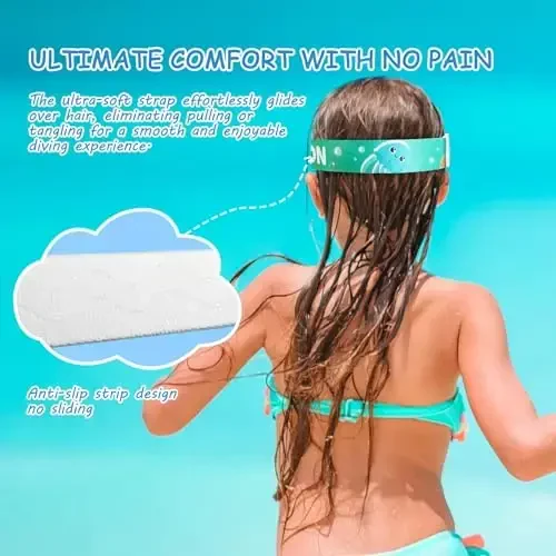 Kids Swim Mask - Ultimate 180° Kids Swim Goggles Anti-Fog Child Diving Mask Leak-Proof Kids Goggles with Nose Cover and Fabric Strap for Ages 4-14 for Swimming, Snorkeling Diving - 7