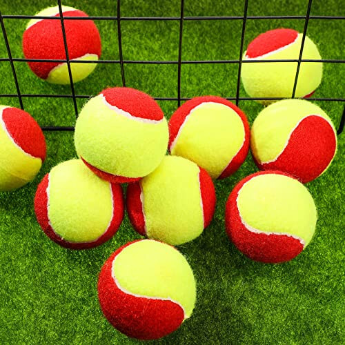 Çocuklar İçin 24'lü Paket Tenis Topu %75 Düşük Sıkıştırma Aşamalı Çocuk Tenis Topu Toplu Halde Yeni Başlayanlar İçin Top Makinesi Antrenmanı Geçiş Pratik PET Köpek Oynama Pratik Kısa 36 Fit Kort (Kırmızı Sarı) - 5