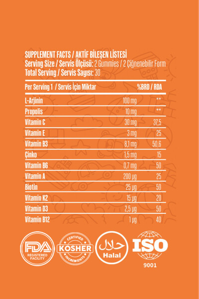 Çocuklar için 2'li Gelişim Multivitamini (C, D, B grubu vitaminleri, L-arginin) - 3