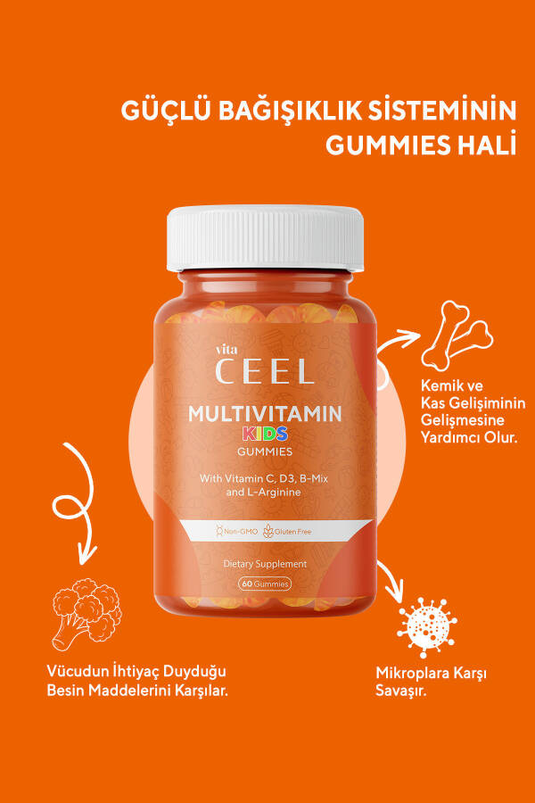 Çocuklar için 2'li Gelişim Multivitamini (C, D, B grubu vitaminleri, L-arginin) - 9