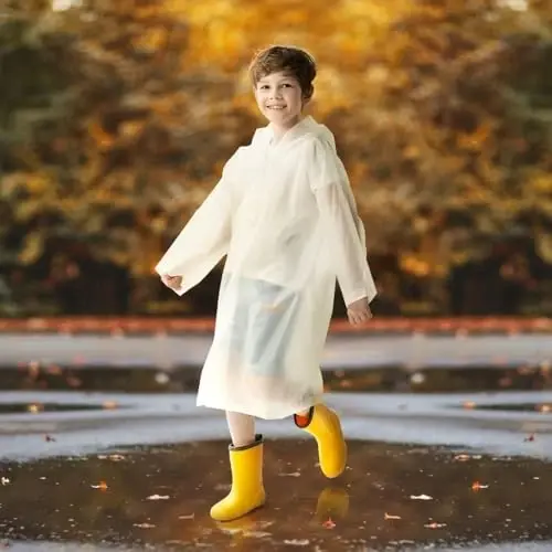 Opret 2 Pack Raincoats for Kids, Reusable Rain Ponchos with Hood and Sleeves Waterproof Rain Coats for Boys and Girls - 1