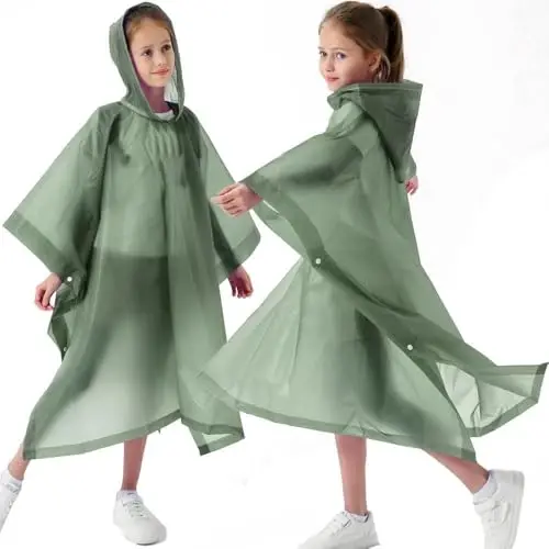 Borogo 2 Pack Raincoats for Kids, Kids Rain Jacket Reusable Rain Ponchos Rain Coats for Boys and Girls - 7