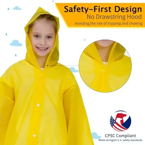 Opret 2 Pack Raincoats for Kids, Reusable Rain Ponchos with Hood and Sleeves Waterproof Rain Coats for Boys and Girls - 3