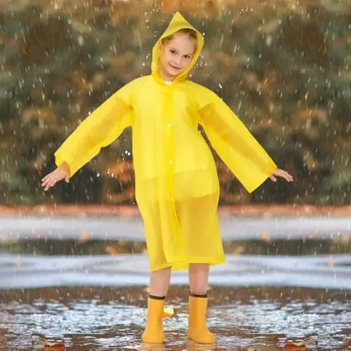 Opret 2 Pack Raincoats for Kids, Reusable Rain Ponchos with Hood and Sleeves Waterproof Rain Coats for Boys and Girls - 1