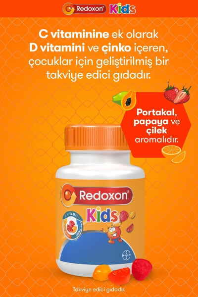 Çocuklar İçin 60 Adet Çiğnenebilir Gummy C Vitamini, D Vitamini ve Çinko Takviyesi - 10