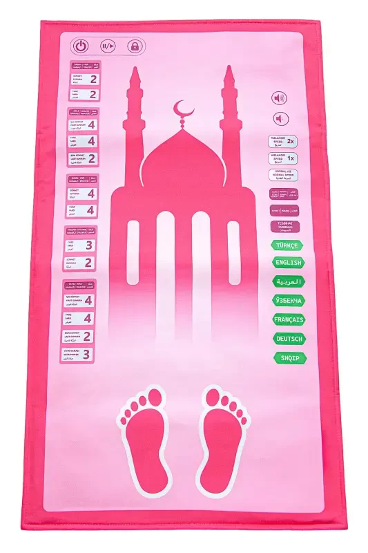 Benim Seccadem Çocuklar İçin Sesli Konuşan 7 Dilde Namaz Kıldıran Seccade Pembe - IHVAN ONLINE