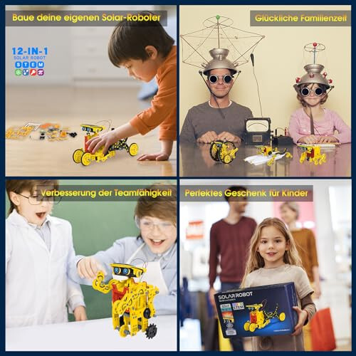 Solar Robot Kit for Kids Age 8-12, STEM Building Toys,12-in-1 Build Your Own Robot with Solar Panel & Battery Power, Science Engineering Christmas Birthday Idea Gifts for Boy Age 8 9 10 11 12 - 4