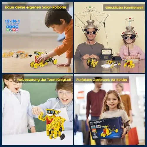 Solar Robot Kit for Kids Age 8-12, STEM Building Toys,12-in-1 Build Your Own Robot with Solar Panel & Battery Power, Science Engineering Christmas Birthday Idea Gifts for Boy Age 8 9 10 11 12 - 4