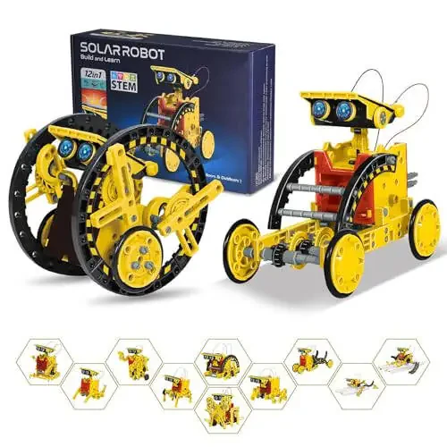 Solar Robot Kit for Kids Age 8-12, STEM Building Toys,12-in-1 Build Your Own Robot with Solar Panel & Battery Power, Science Engineering Christmas Birthday Idea Gifts for Boy Age 8 9 10 11 12 - 6
