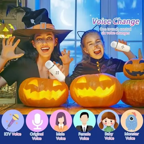 Aresrora Mini Karaoke Machine for Kids,Portable Bluetooth Speaker with 2 Wireless Microphone,Toys for Girls Boys Gifts,Retro Speaker Set Stereo Sound Enhanced Bass for Home Party Birthday (Yellow) - 3