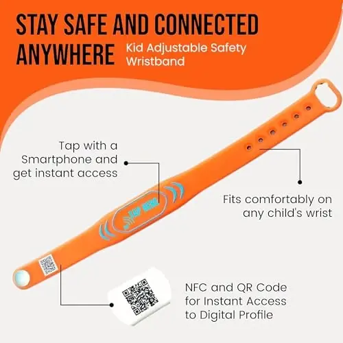 Adjustable QR Code Bracelet for Kids – Smart Safety ID Band with Scannable Emergency Profile, Waterproof Silicone Wristband, Not GPS, No Subscription, Travel & School - 6