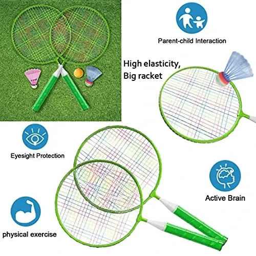 Badminton Rackets for Children,12 in 1 Shuttlecocks Racquet Sports Set w/Lightweight Carrying Bag for Kids Professionals Beginner Players Indoor Outdoor Sport Game - 3