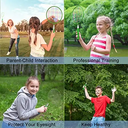 Badminton Rackets for Children,12 in 1 Shuttlecocks Racquet Sports Set w/Lightweight Carrying Bag for Kids Professionals Beginner Players Indoor Outdoor Sport Game - 7