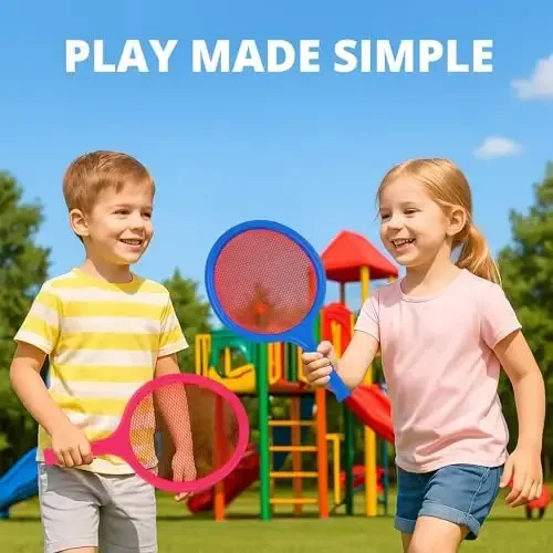 Badminton Racket Set for Kids, Toddlers with Paddles, Ball and Birdie - Junior Kindergarten Student Outdoor Sports Tennis Racquet Play Game Beach Toys - 6
